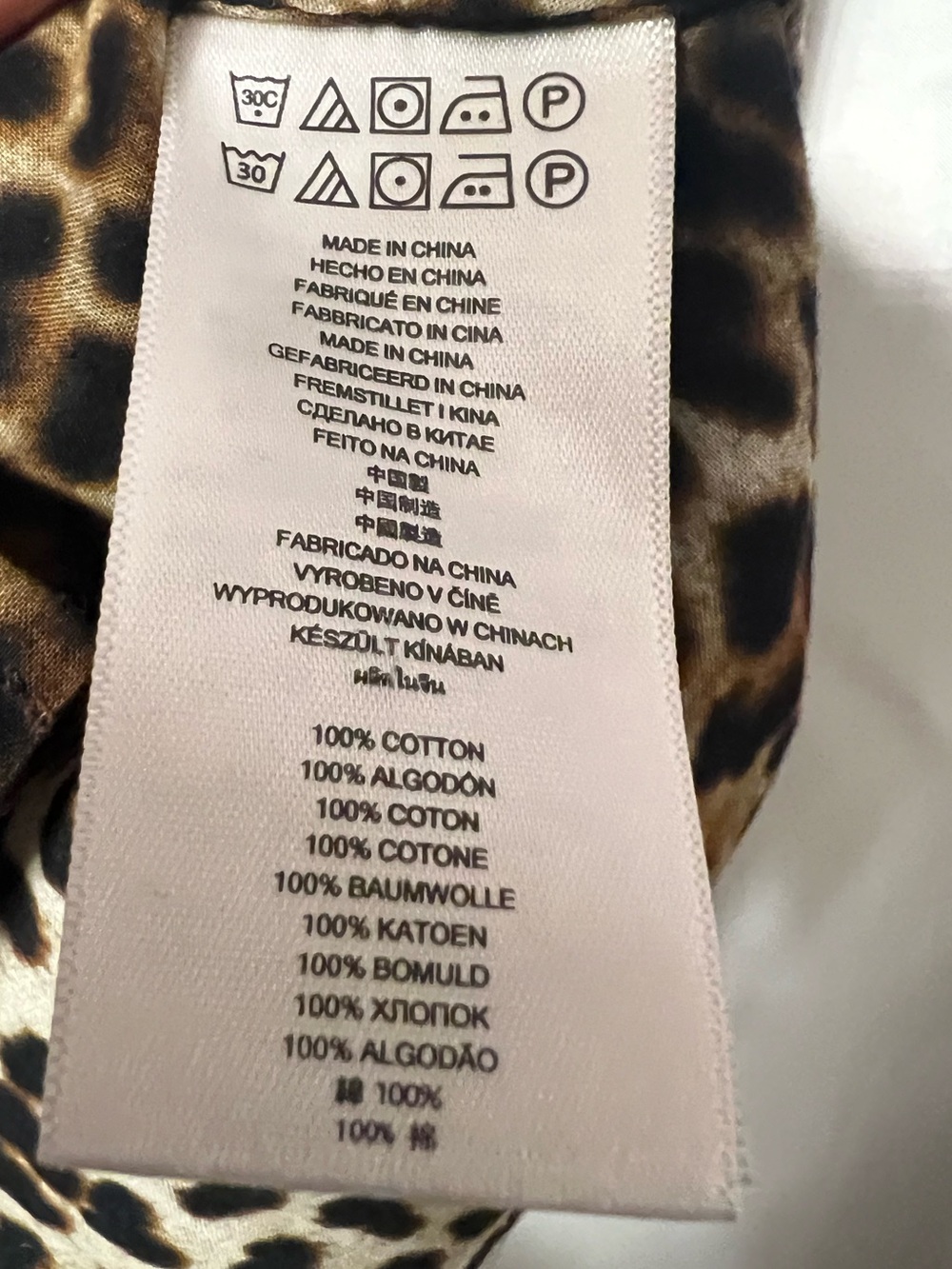 Michael Kors Leopard Print Button-Up Shirt - Brown & Black. Adjustable sleeve - Picture 6 of 7